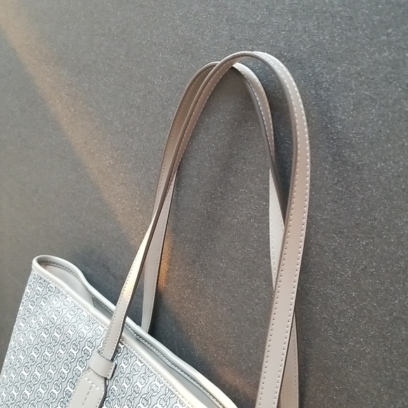 nwot Tory Burch Large Gemini Link Canvas Zip Top Tote, Gray Heron / 997 - Picture 11 of 14